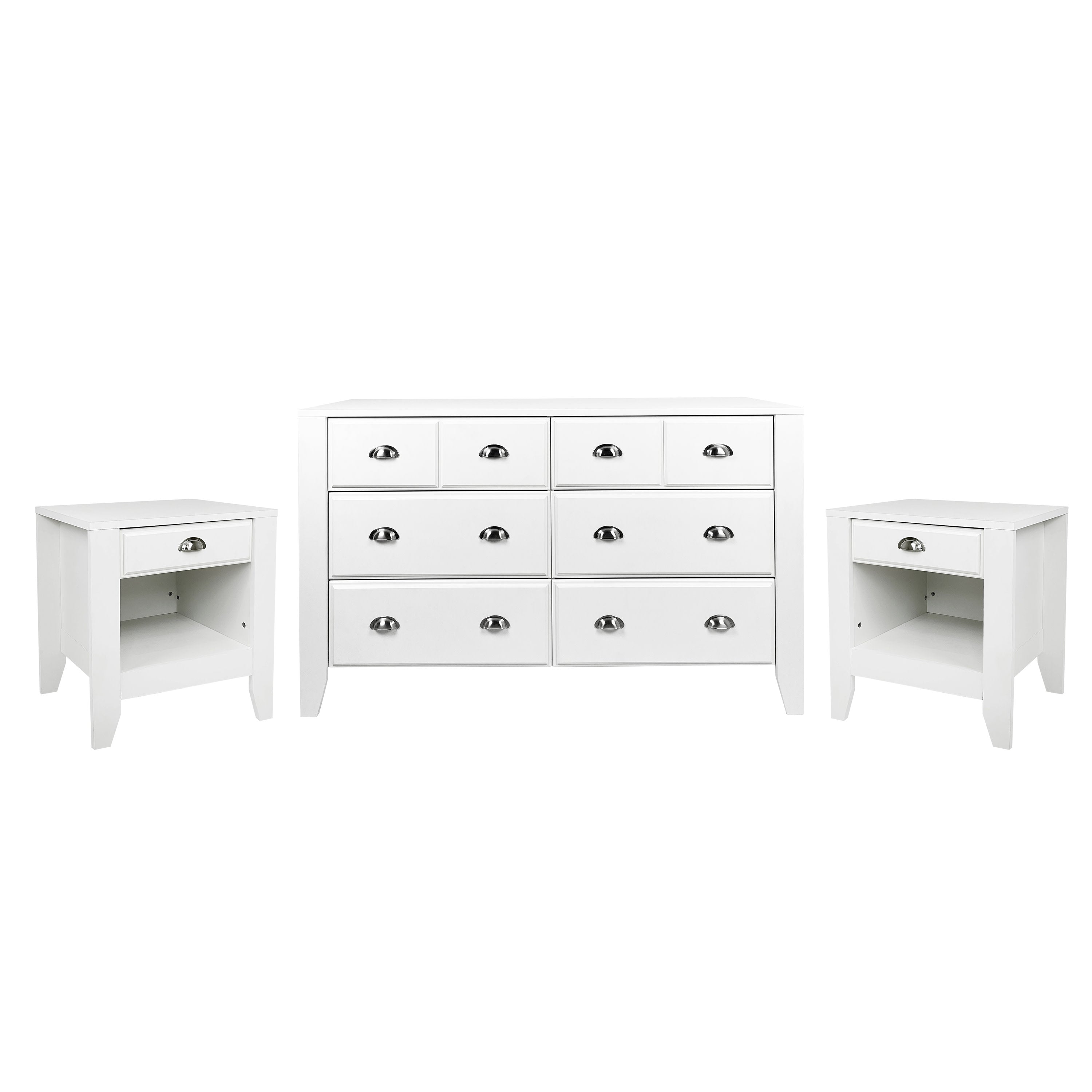 Cleary Contemporary Faux Wood 3 Piece Double Dresser and Nightstand Bedroom Set