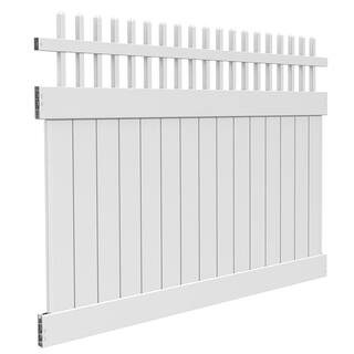 Barrette Outdoor Living Carson 6 ft. x 8 ft. White Vinyl Open Picket Top Fence Panel 73040126