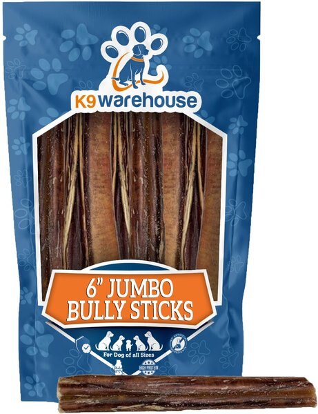 K9warehouse Jumbo 6-inch Bully Sticks Dog Treats