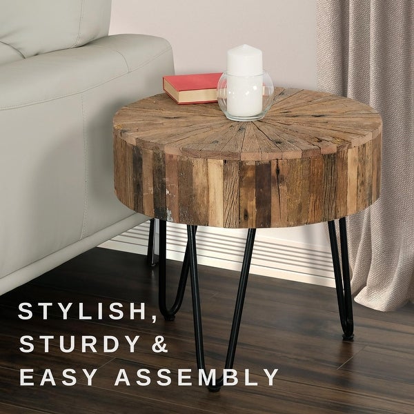 Primo International Sawyer Reclaimed Wood and Iron End Table