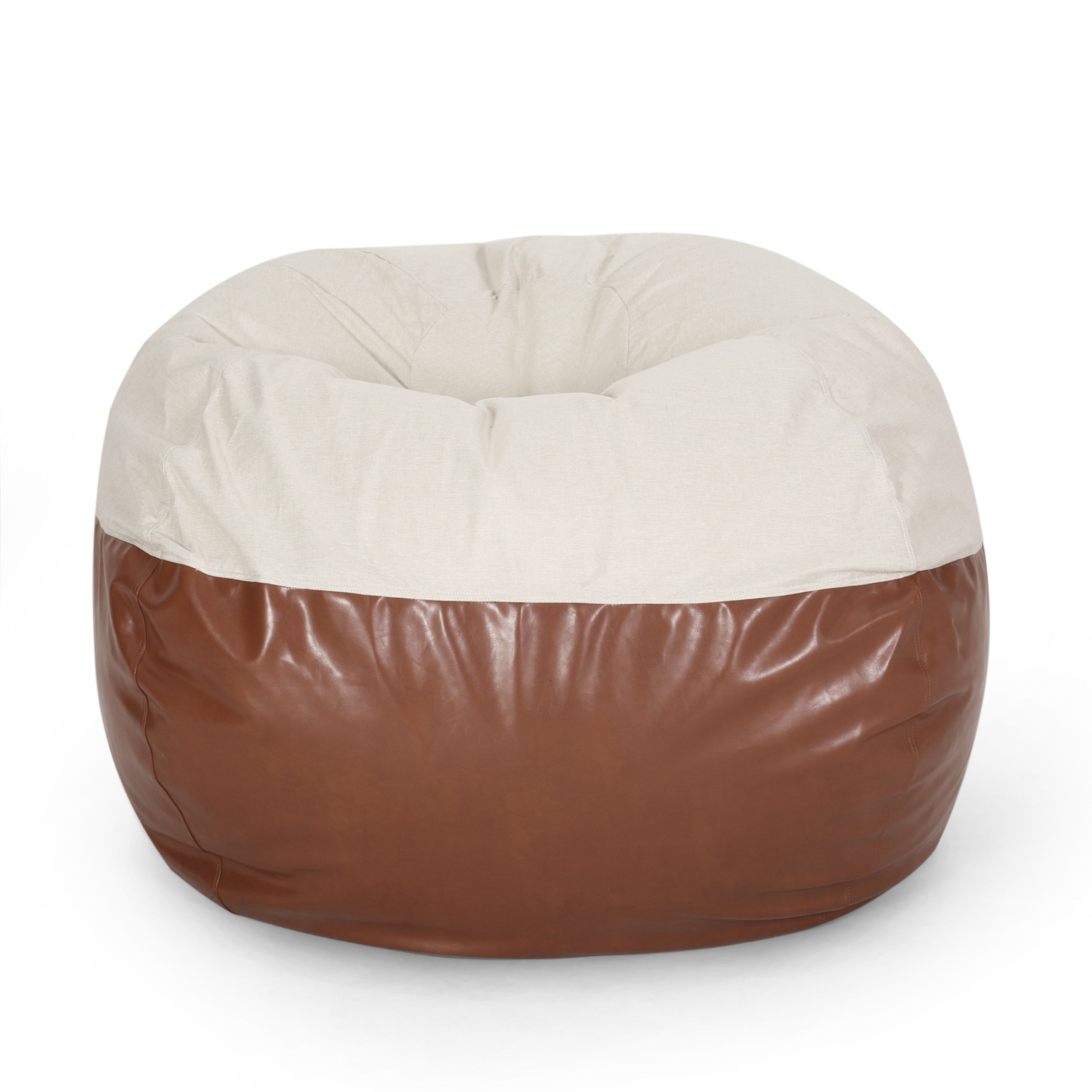 Meagher Modern 5 Foot Two Toned Fabric and Faux Leather Bean Bag