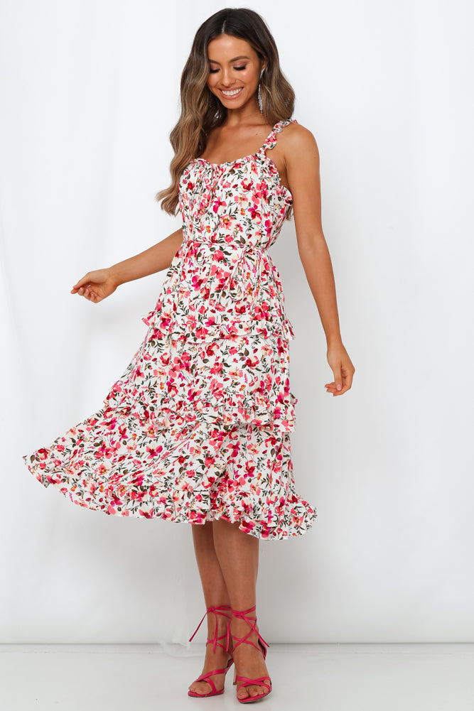 La Isla Bonita Midi Dress Fuchsia