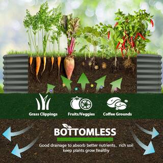 Cesicia 2 Pcs Gray Anti-Rust Galvanized Raised Steel Garden Bed Oval Above Ground Modular Planter Boxes(96L x 48W x 24H ) ktkhxywydyq35