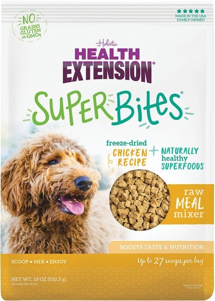 Health Extension Super Bites Chicken Recipe Freeze-Dried Raw Dog Food Mixer