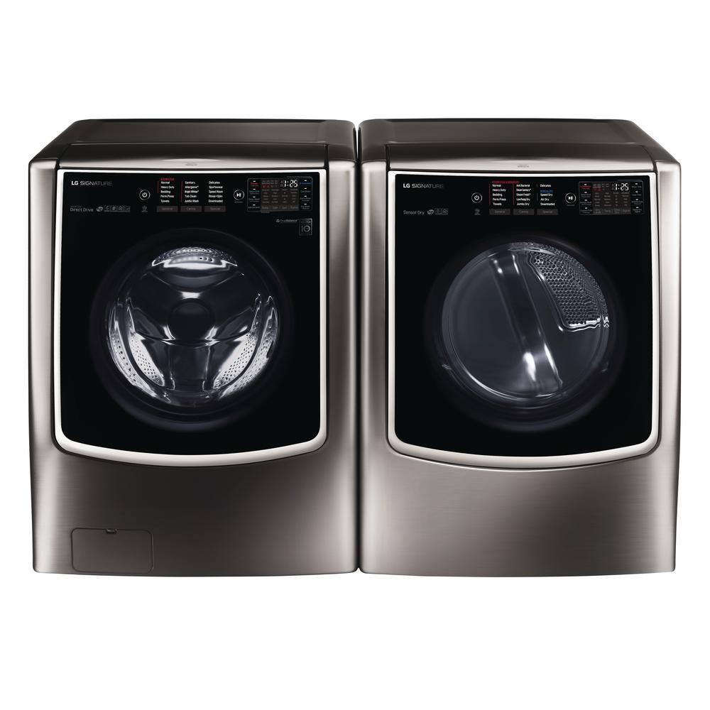 LG SIGNATURE 5.8 Cu. Ft. SMART Front Load Washer in Black Stainless Steel with TurboWash and Steam WM9500HKA