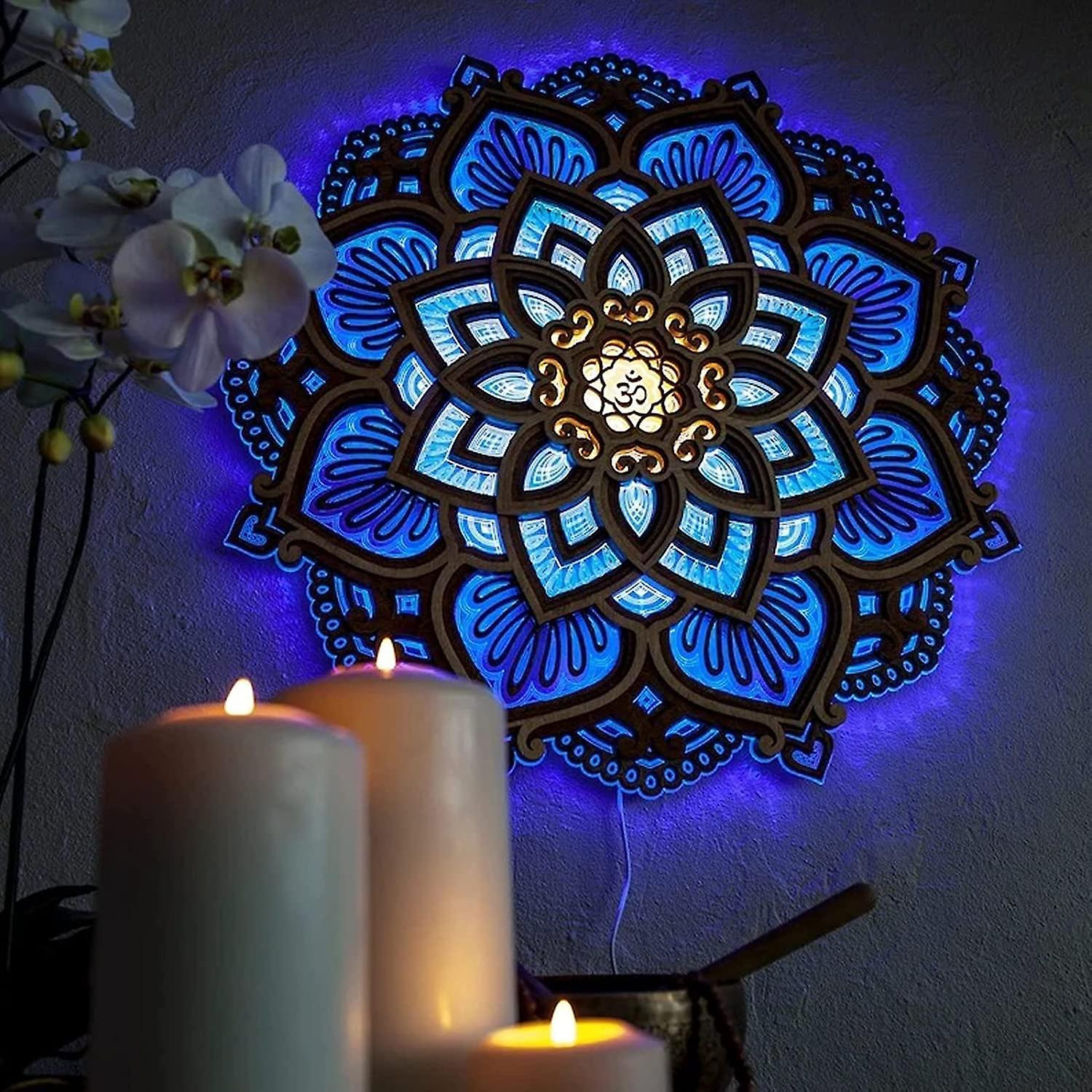 Mandala Yoga Room Night Light Color Changing Battery Powered Yoga Room Led Lamp Atmosphere Home Decor