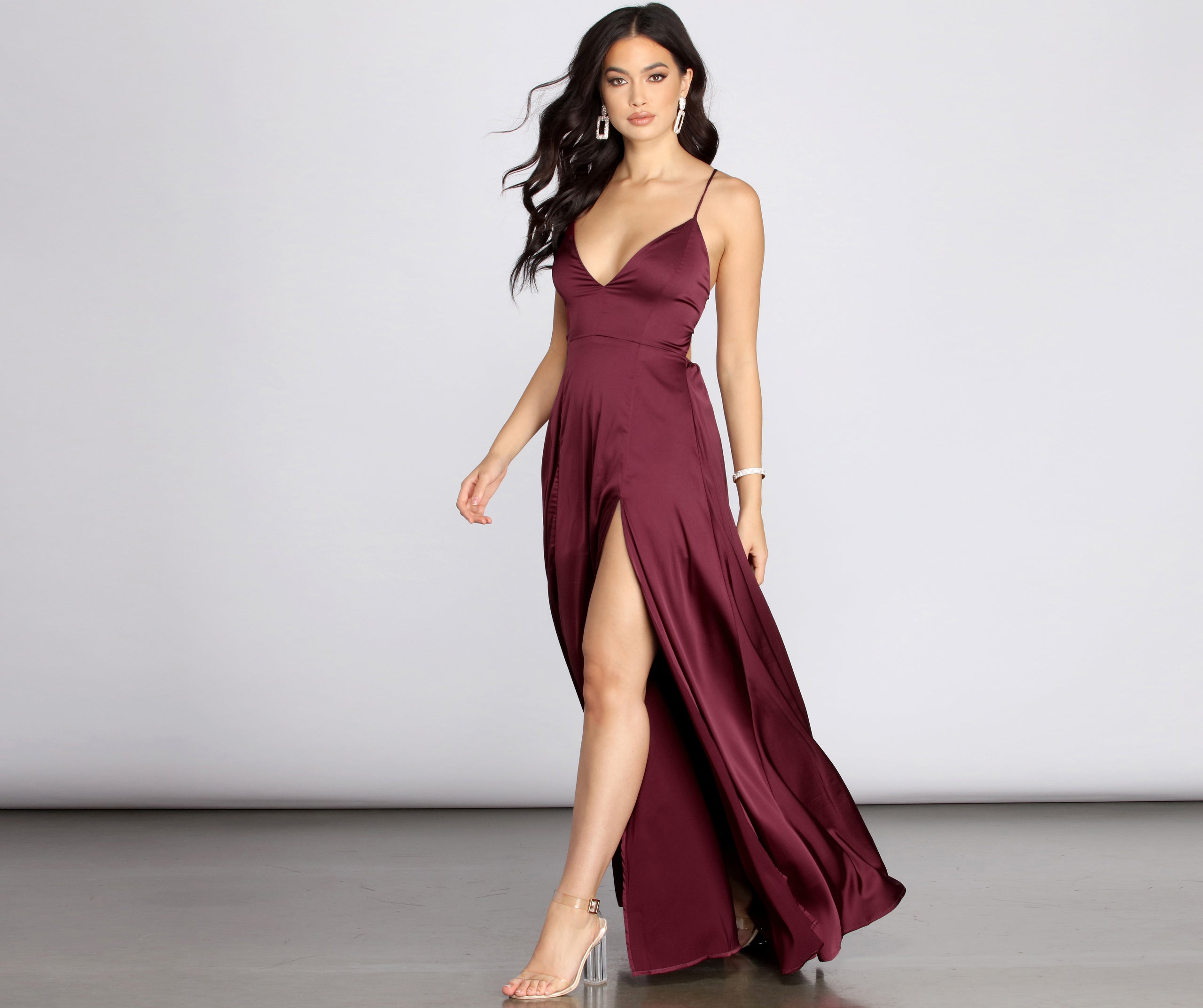 Vera Satin Lace Up Formal Dress