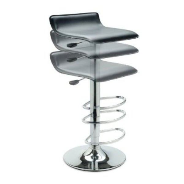 Contemporary ABS Air-Lift Swivel Bar Stool in Black Faux Leather - 15.1 x 15.1 x 25.2 inches