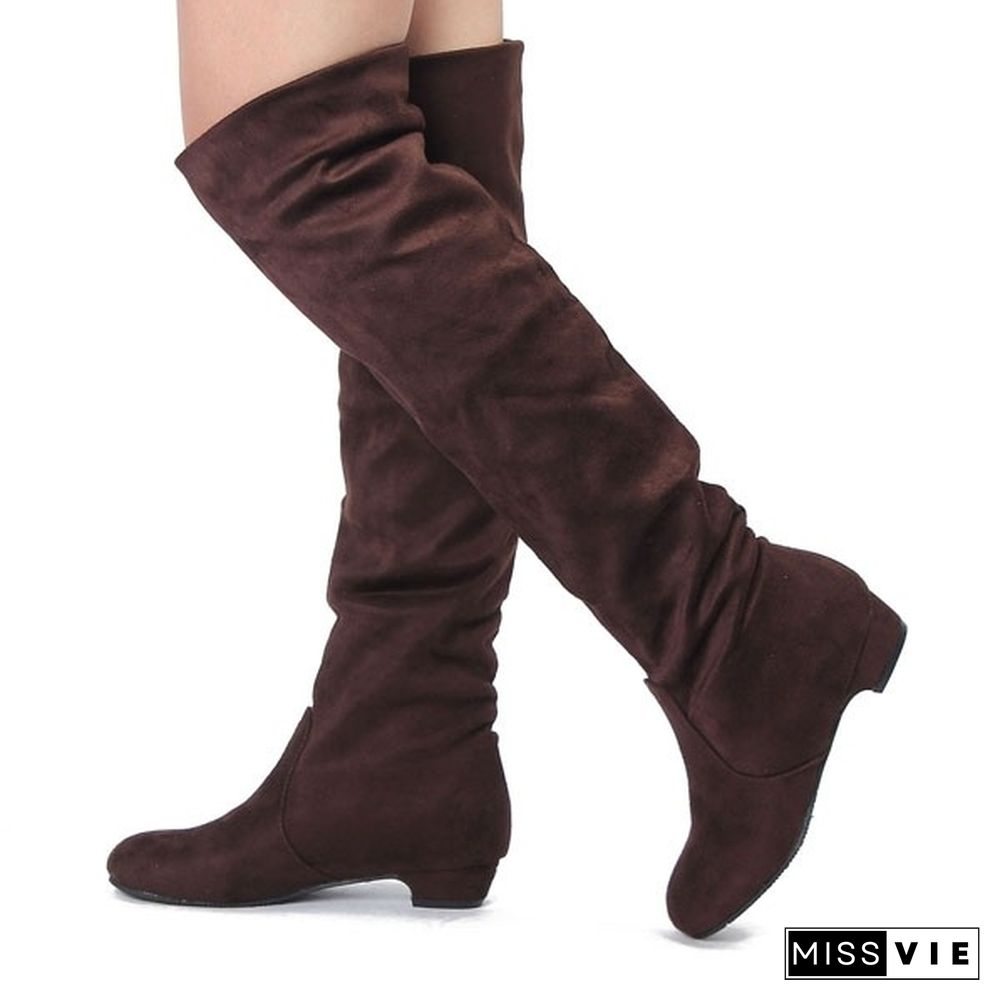 Winter Women Suede Over The Knee Thigh Knight Long Boots High Heels Shoes