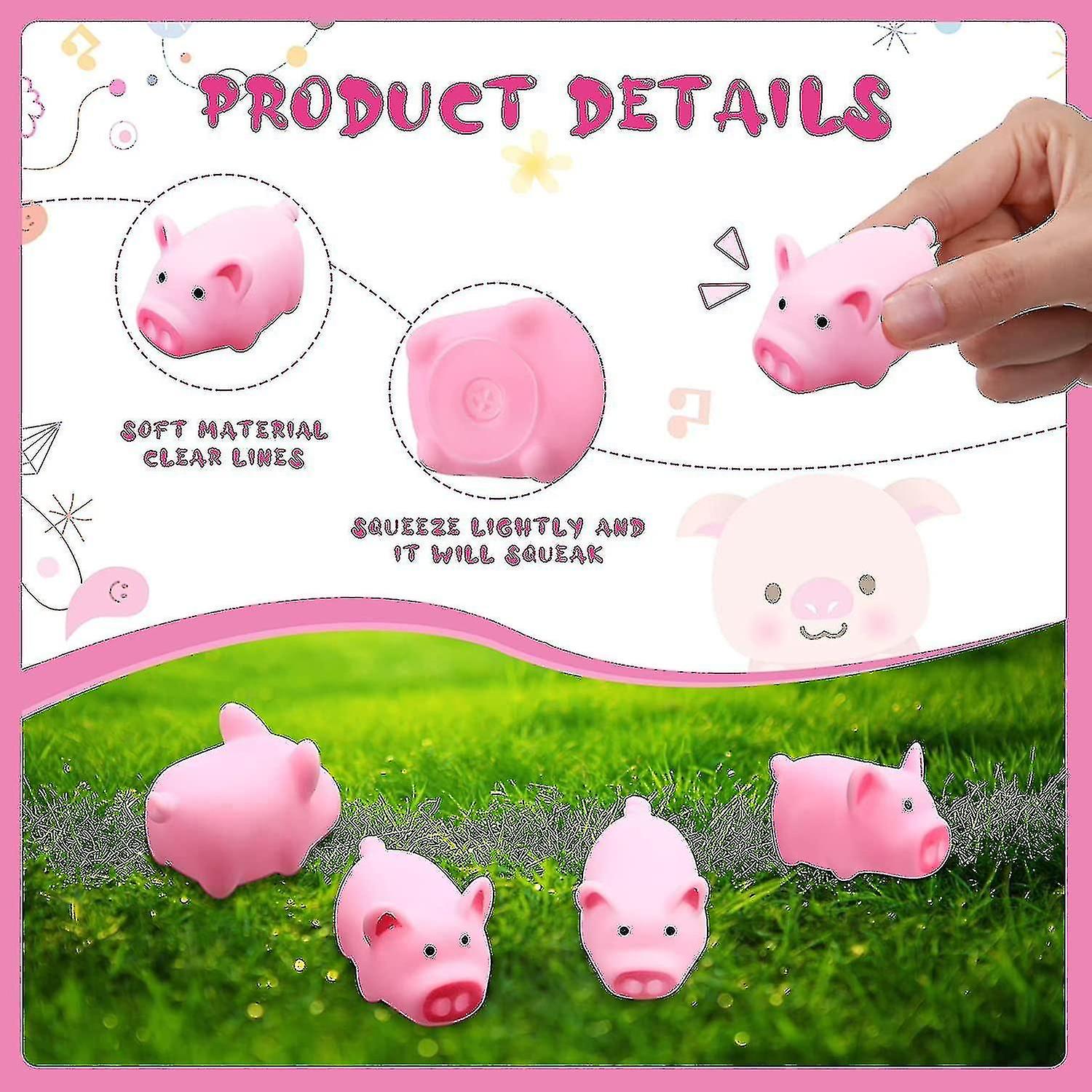 50 Pcs Rubber Pig Bath Toy Bulk Mini Pig Toys Pink Piggy Bathtub Toys Float Squeak Toys For Baby Sho