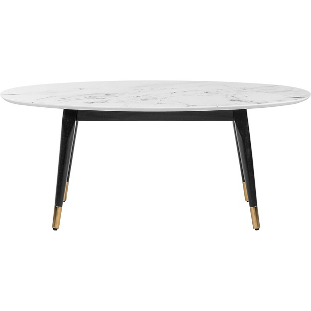 Clemintine Mid century Oval Coffee Table With Brass White Marble Adore Decor