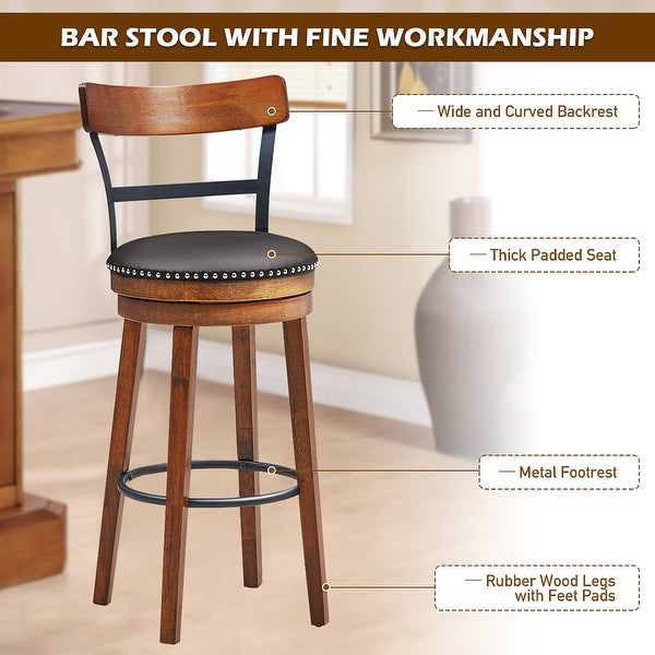 Counter Height Bar Stools Swivel Stools with Leather Padded Seat