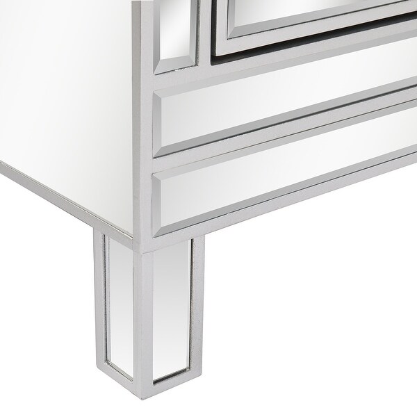 Mirrored Finish Glass 3-Drawers Accent Cabinet