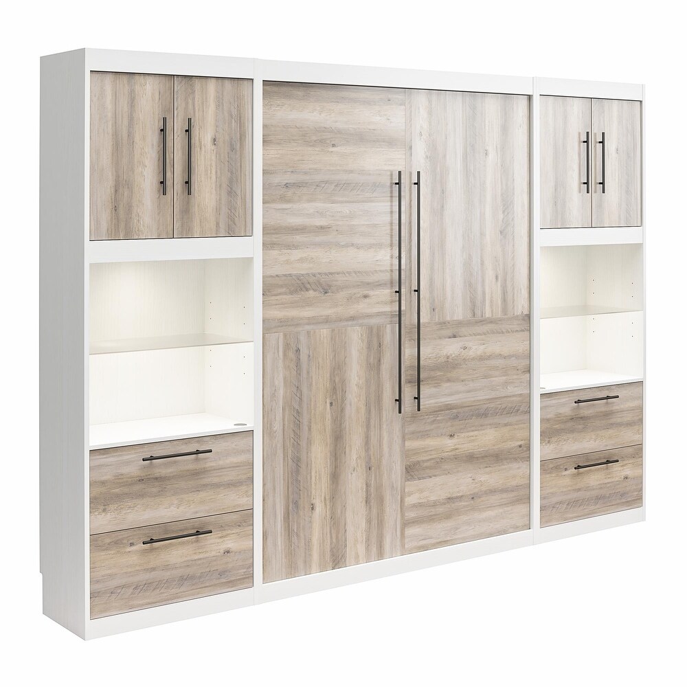 Signature Sleep Pinnacle Full Wall Bed Bundle with 2 Side Cabinets   Touch Sensor LED Lighting