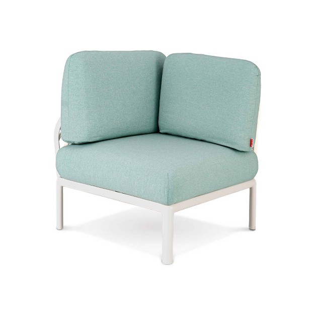 Laurel Outdoor Corner Seat With Cushion White seafoam Lagoon