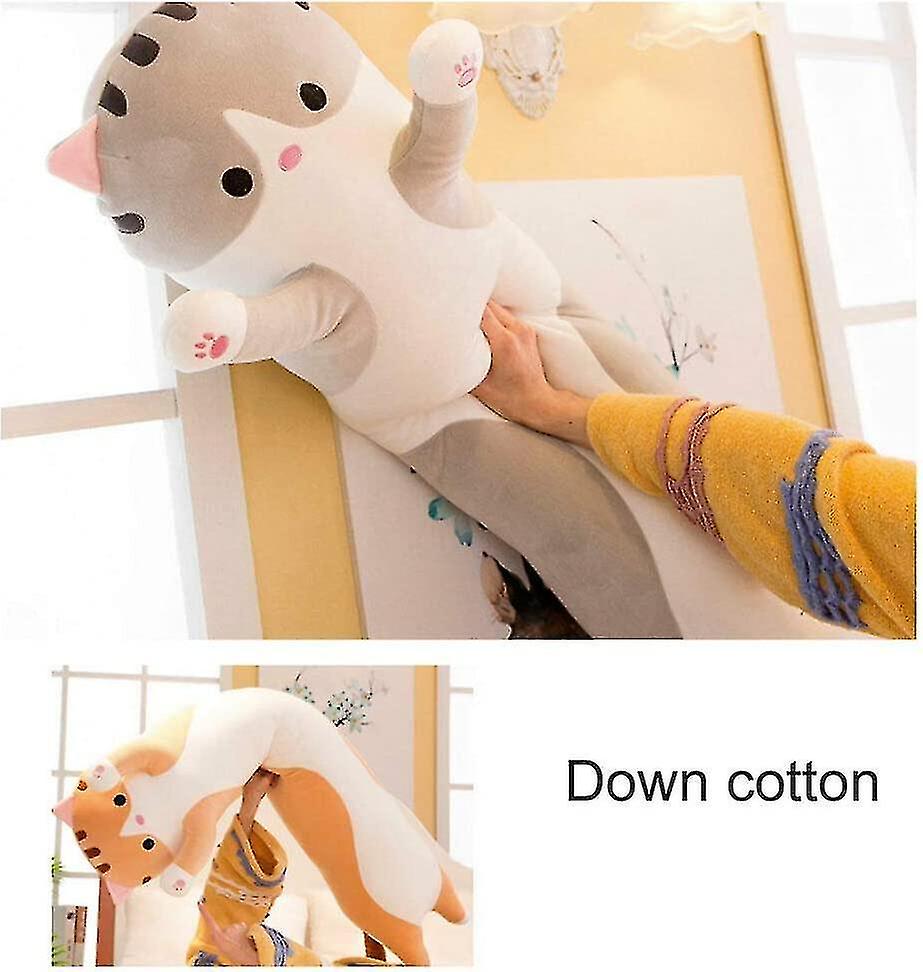 Lovely Plush Cat Doll Cute Cartoon Soft Stuffed Kitten Pillow Long Throw Sleeping Pillow Doll Toy Gi