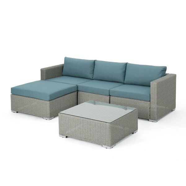 Santa Rosa Outdoor 5piece Wicker Seating Sectional Set with Cushions by Christopher Knight Home