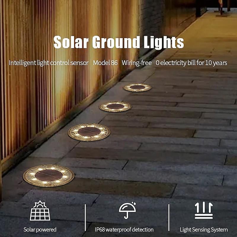 4 Pcs/set Led Solar Ground Light Outdoor Waterproof Lawn Yard Buried Light For Patio Pathway Garden Decoration Outdoor Lighting