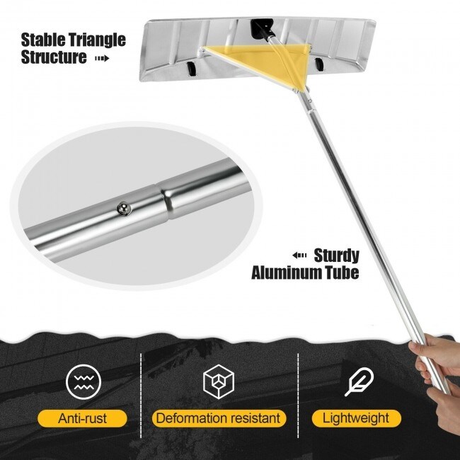 4.8 20 Feet Sectional Snow Roof Rake with Reinforced Aluminum Poles   25\