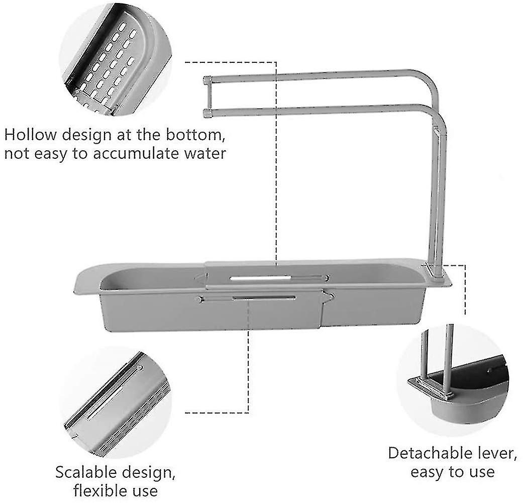 Innovative Kitchenware Rack， Telescopic Sink Sponge Soap Holder With Ventilated Drain， Scalable Adjustable Sink