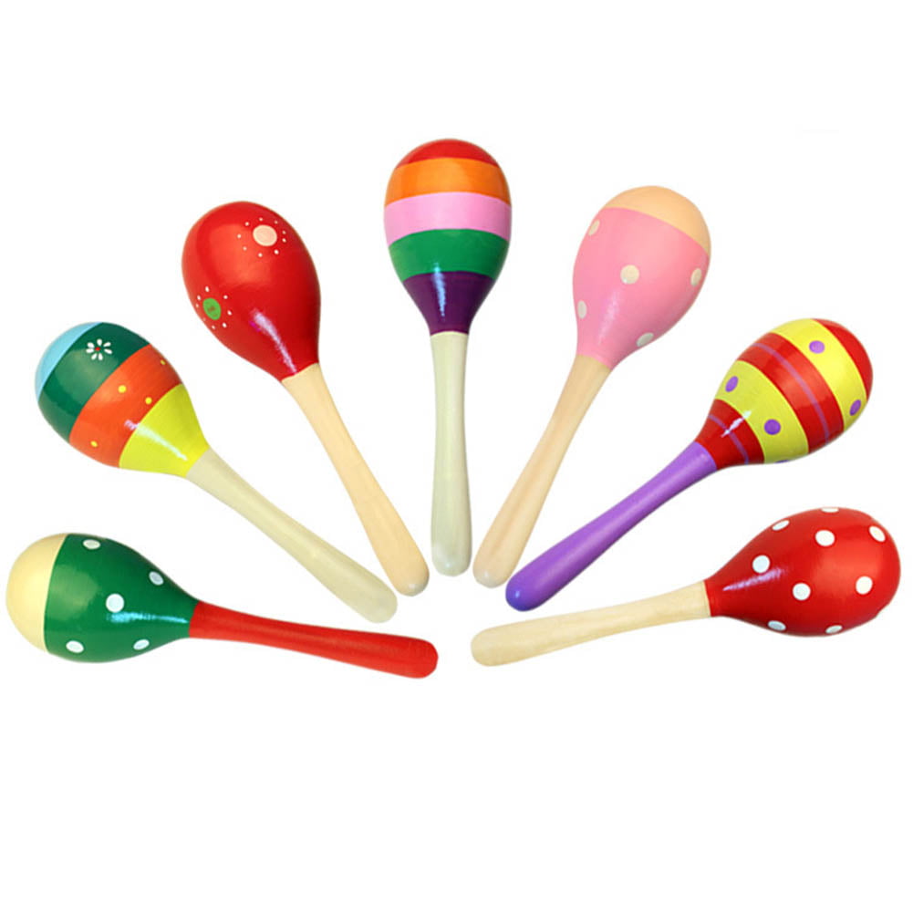 Colorful Wooden Maraca Early Education Puzzle Musical Party Baby Shaker Toys