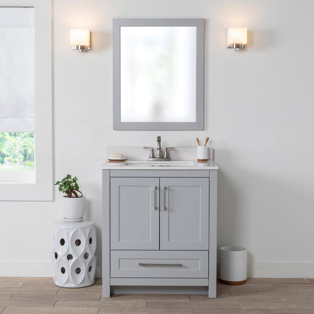 Home Decorators Collection Craye 30 in. W x 21.6 in. D x 34 in. H Bath Vanity Cabinet without Top in Pearl Gray CY30-PG