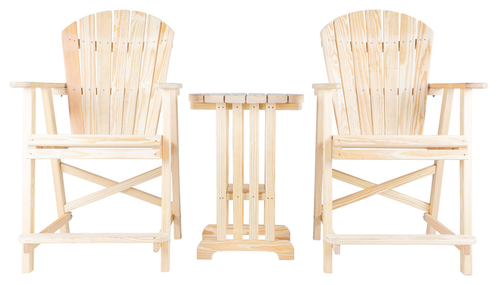 Capers Solid Pine 3 piece Balcony Bistro Set   Craftsman   Outdoor Pub And Bistro Sets   by McGee Holdings  LLC  Houzz