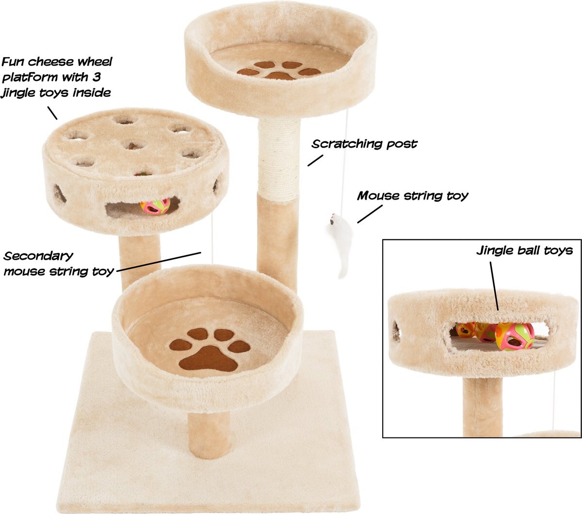 Pet Adobe 3-Tier 27.5-in Cat Tree and Condo