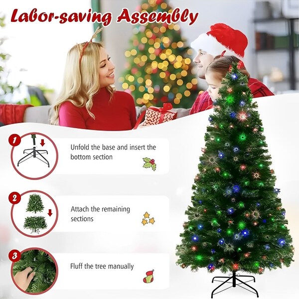 SUGIFT 7.5FT PreLit Artificial Christmas Tree with 400 LED Multicolor Lights，1405 PVC Branch