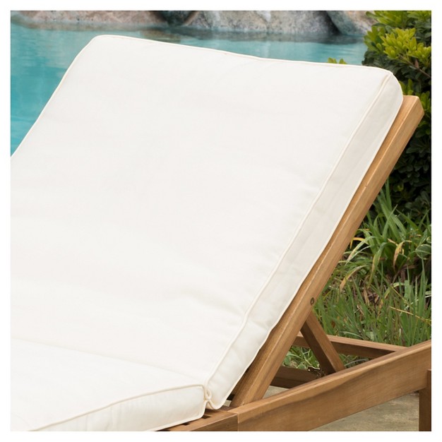 Ariana Acacia Wood Patio Chaise Lounge With Cushion teak Finish Christopher Knight Home