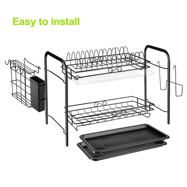 2 Tiers Dish Drying Rack Non Rust - L