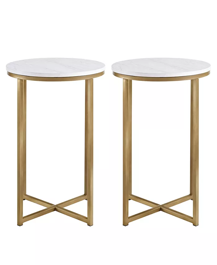 Walker Edison Modern Glam 2-Piece Metal-X Leg Side Table Set