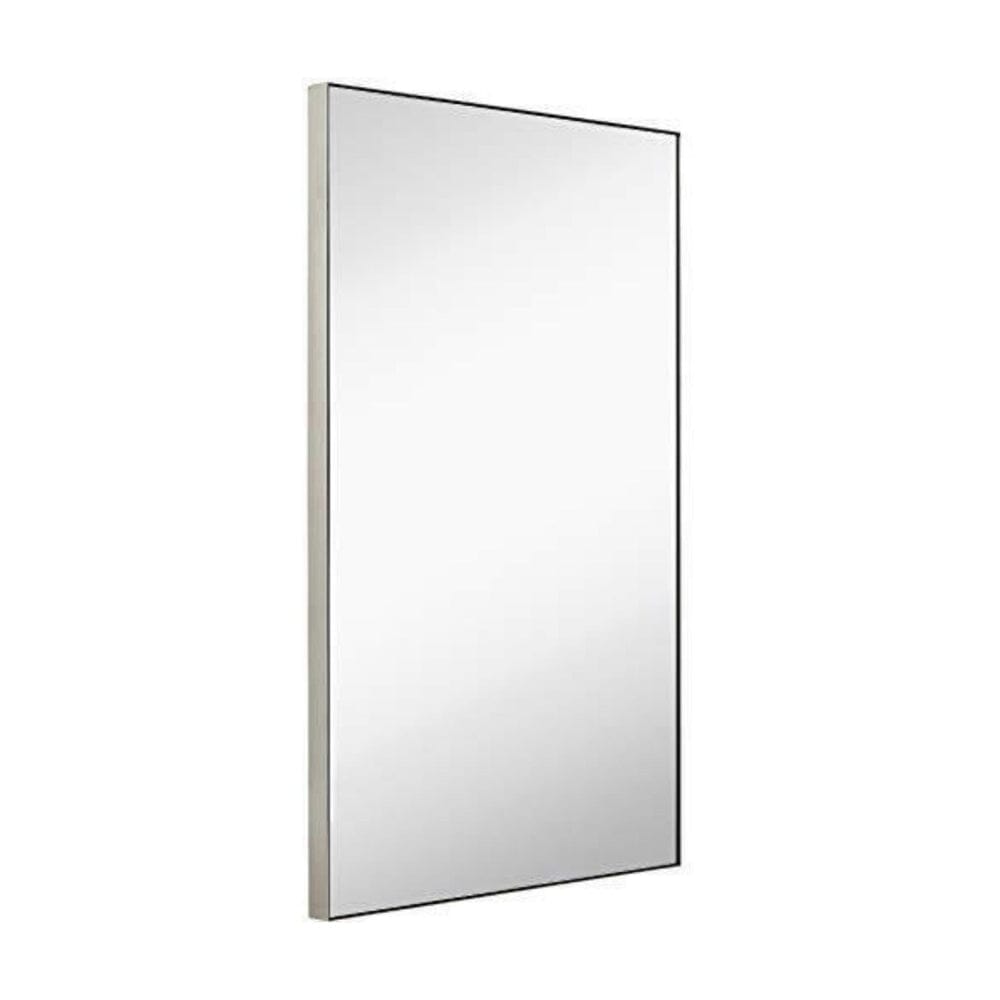 Squared Corner Deep Frame Brushed Metal Wall Mirror Silver (24