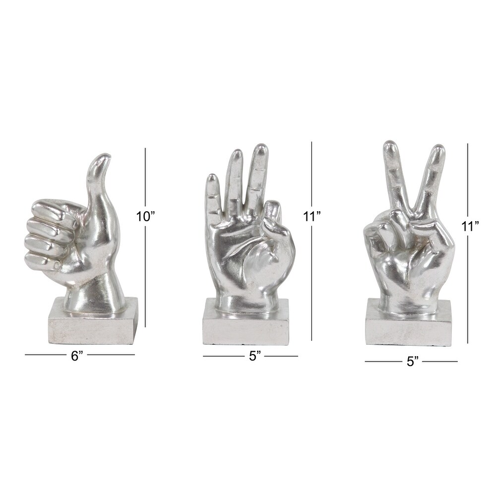 The Novogratz Dark Silver or Light Silver Polystone Hands Sculpture (Set of 3)   6\