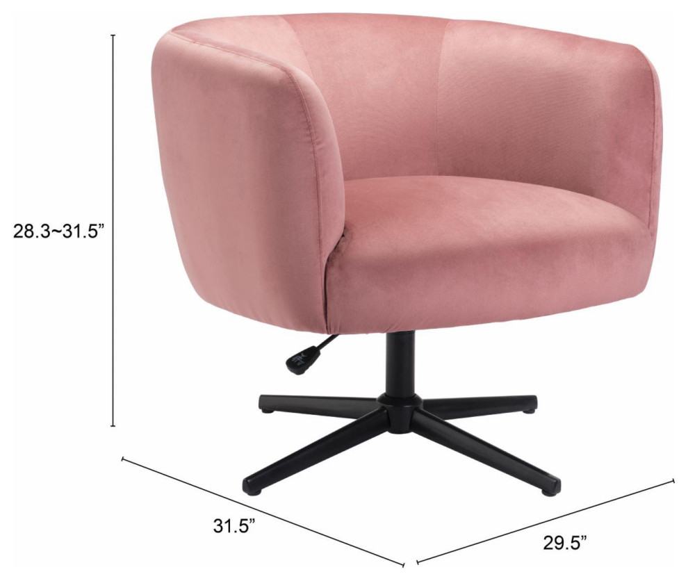 Swiveling Accent Chair  Pink Velvet Seat With Rounded Back  ampAdjustable Height   Contemporary   Armchairs And Accent Chairs   by Decor Love  Houzz