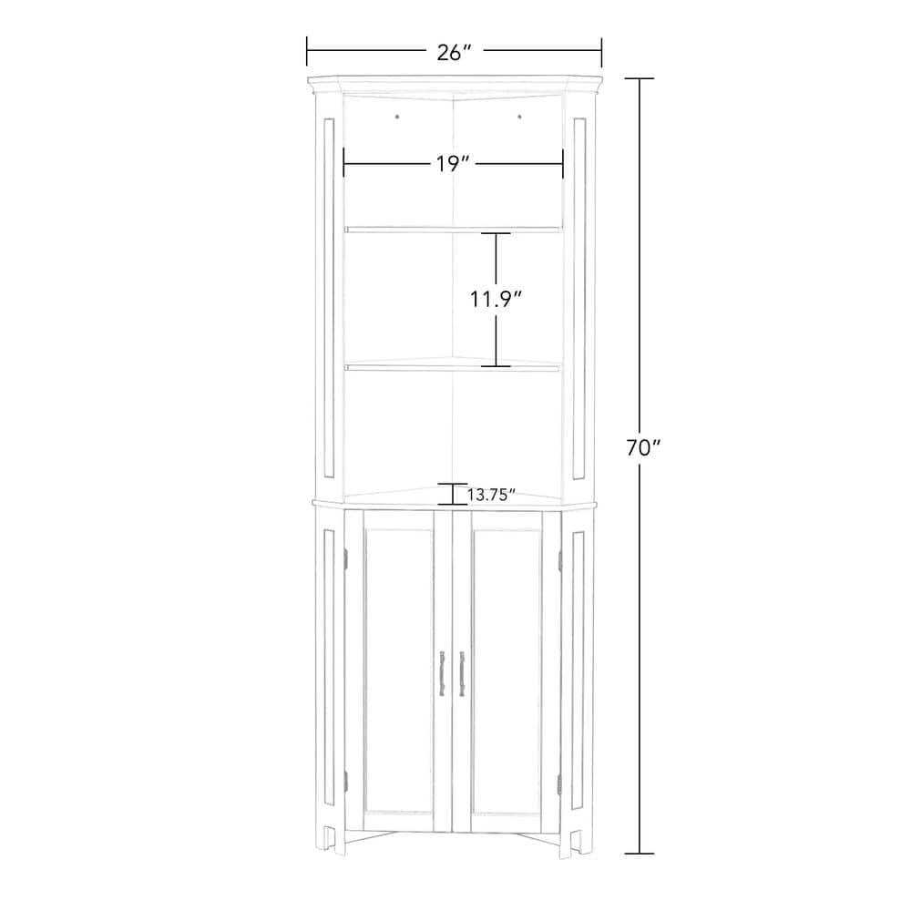 RiverRidge Home Somerset 26 in W x 1831 in D x 70 in H TwoDoor Corner Cabinet in White