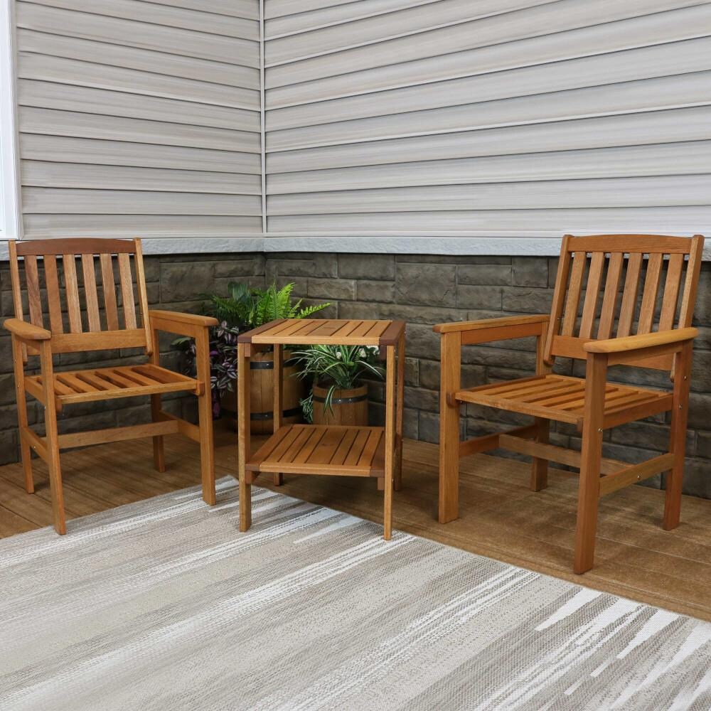 Ultimate Patio Meranti Wood 3-Piece Outdoor Patio Conversation Set