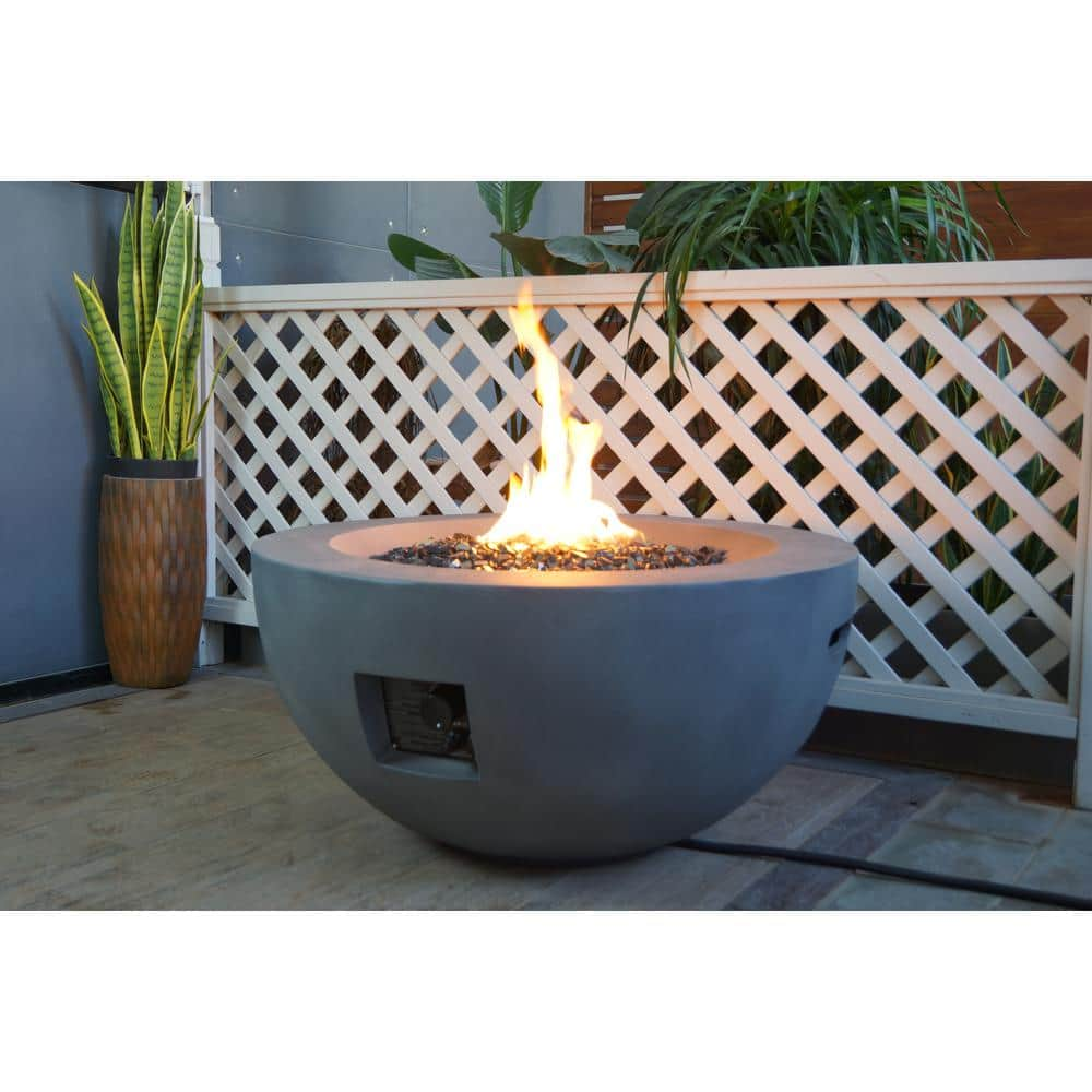 Hampton Bay Grove Park 36 in. x 18 in. Round Concrete Propane Gas Fire Pit FP20517