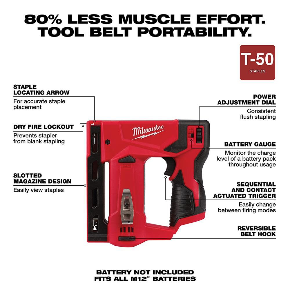 Milwaukee M12 3/8 in. Crown Stapler 2447-20 from Milwaukee