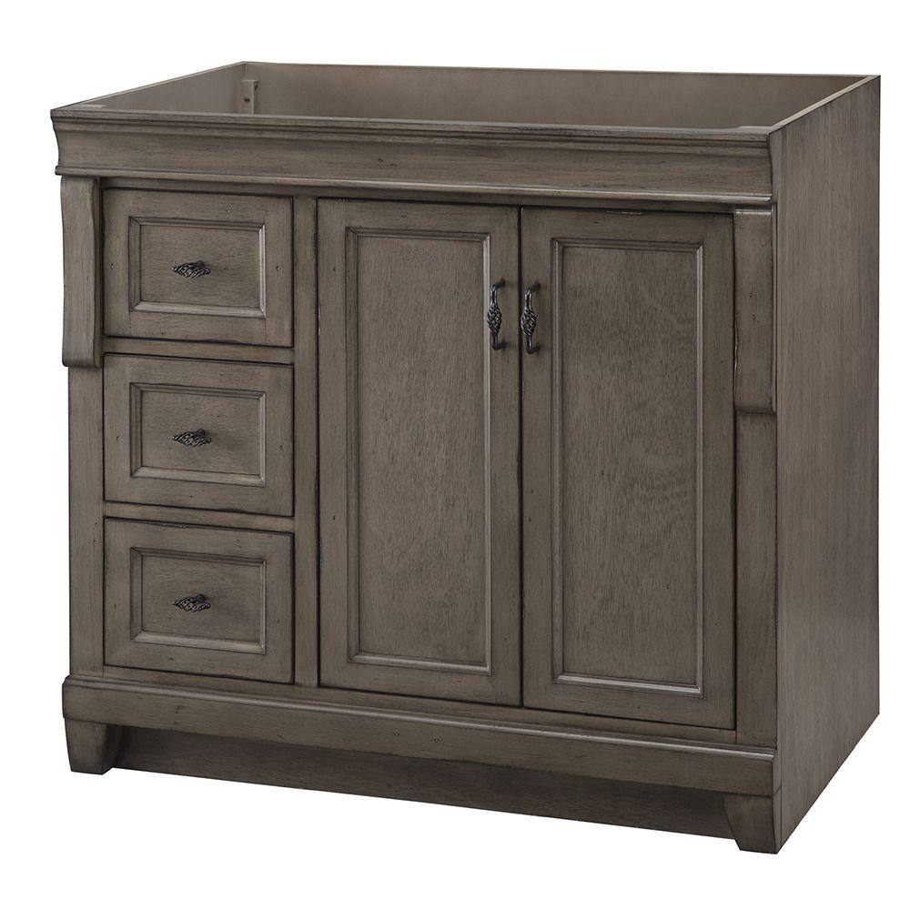 Home Decorators Collection Naples 36 in. W Bath Vanity Cabinet Only in Distressed Grey with Left Hand Drawers NADGA3621DL