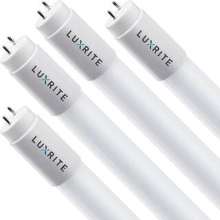 LUXRITE 32-Watt Equiv. 4 ft. Linear Tube T8 LED Light Bulb Ballast and Ballast Bypass Compatible 13W 6500K Daylight (4-Pack) LR34194-4PK