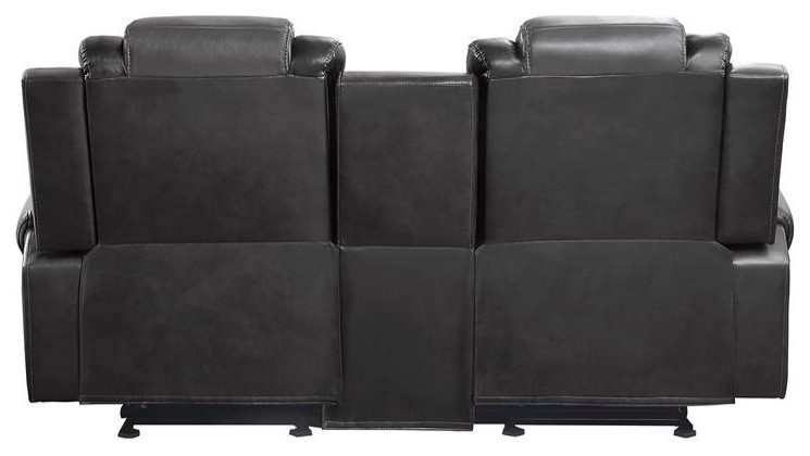 Lexicon Briscoe Faux Leather Double Glider Reclining Loveseat in Gray   Contemporary   Loveseats   by Homesquare  Houzz