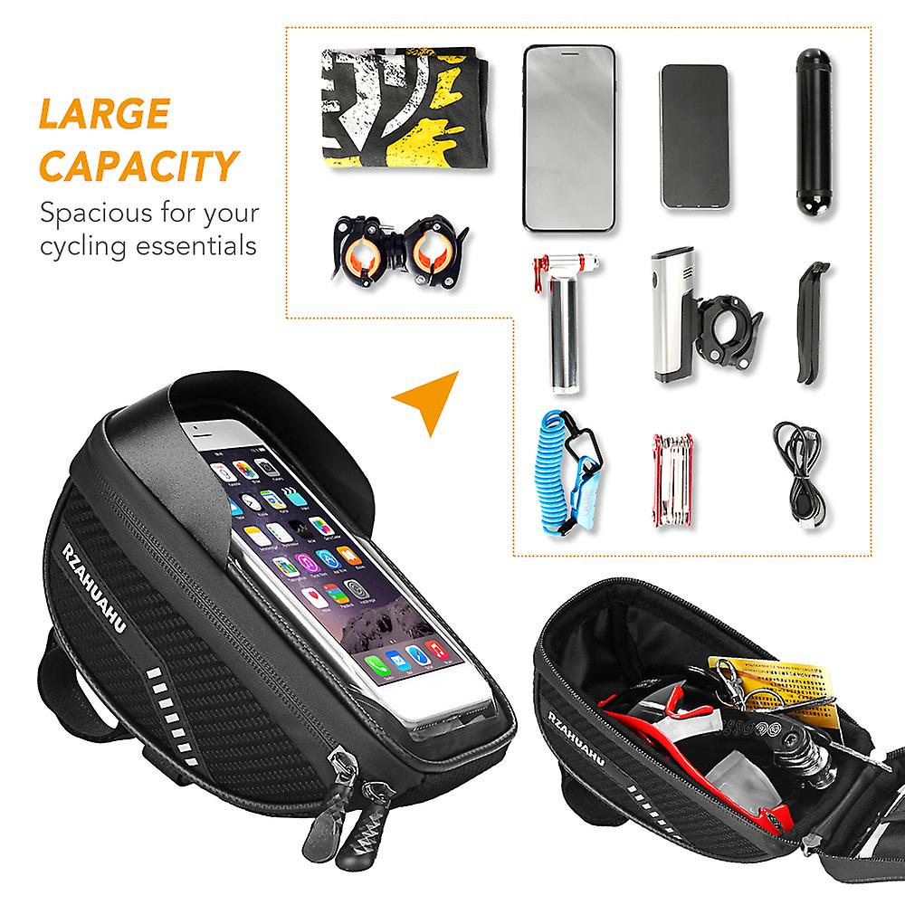 Bicycle Phone Mount Bags Waterproof Front Frame Top Tube Bag With Touch Screen Phone Holder Case Cycling Bike Phone Tool Storage Bag Pack No.206759