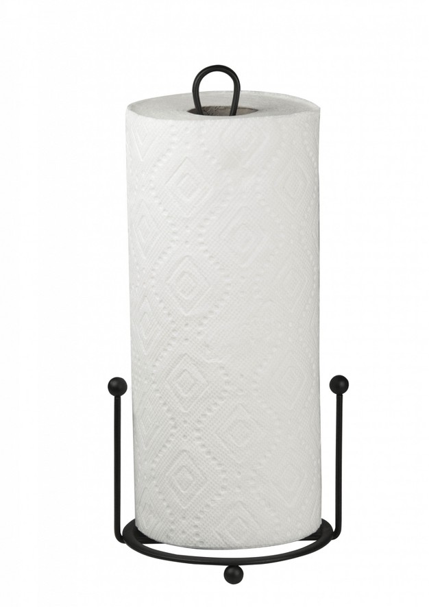 Home Basics Wire Collection Free standing Paper Towel Holder With Double Dispensing Side Bar Black