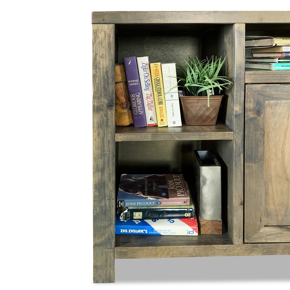 Bridgevine Home 84 in. No Assembly Required Barnwood Finish Fireplace TV stand for TVs up to 100 in.