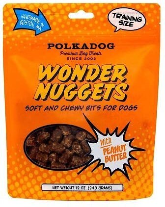 Polkadog Wonder Nuggets Peanut Butter Flavor Soft and Chewy Dog Treats， 12-oz bag