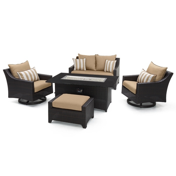 Deco 5 Piece Sunbrella Outdoor Patio Love and Motion Club Fire Set