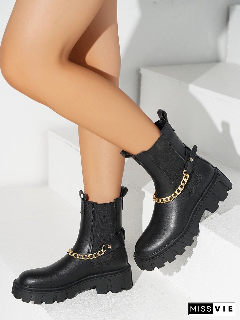 Platform Booster Chain Chelsea Boots