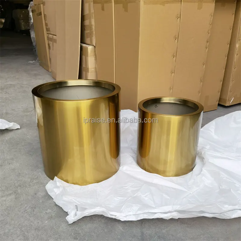 Outdoor garden supplies metal large flower plant pot / gold floor vase / stainless steel planters