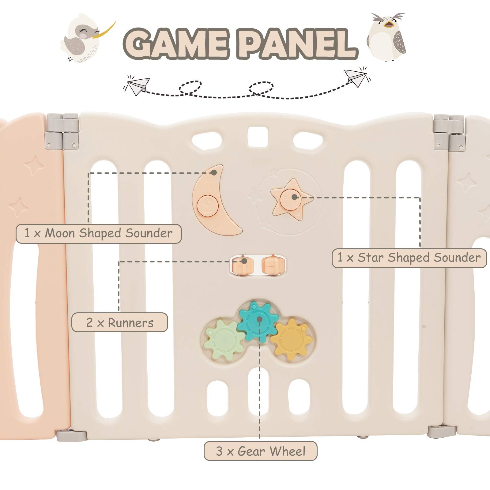 Costzon Foldable Baby Playpen, 14-Panel Baby Fence with Lock Door